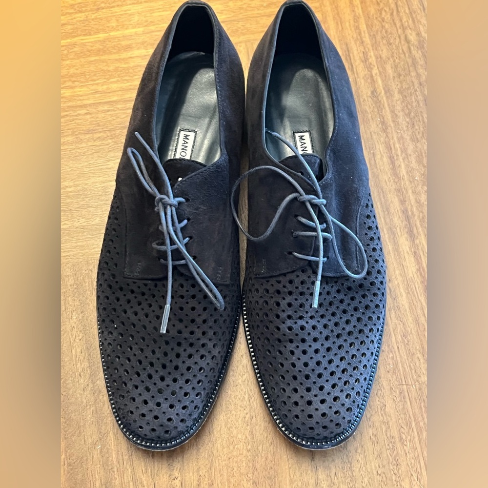 MANOLO BLAHNIK suede Oxford loafers sz 40